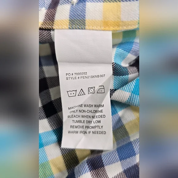 Penguin Men’s Plaid Flannel Button Up Heritage Slim Fit Size 18 34/35 NWT Cream - Picture 8 of 10